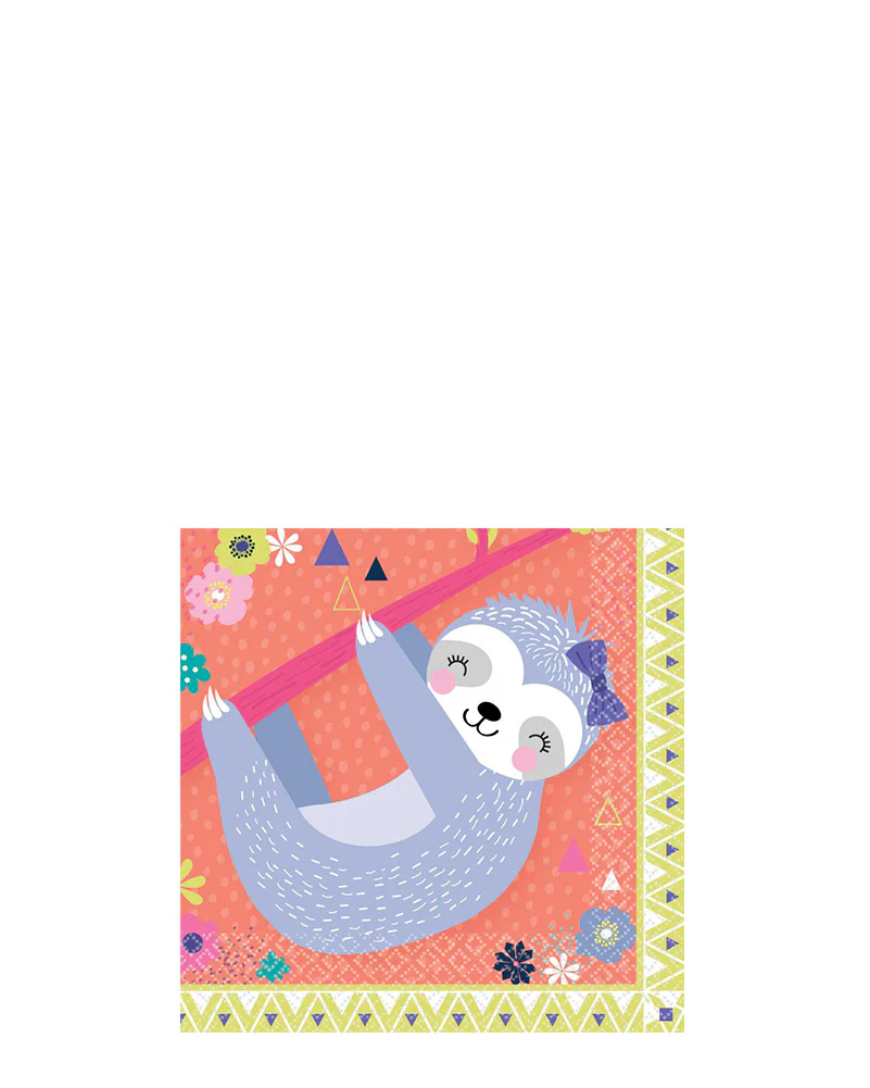 Sloth Beverage Napkins Pack of 16