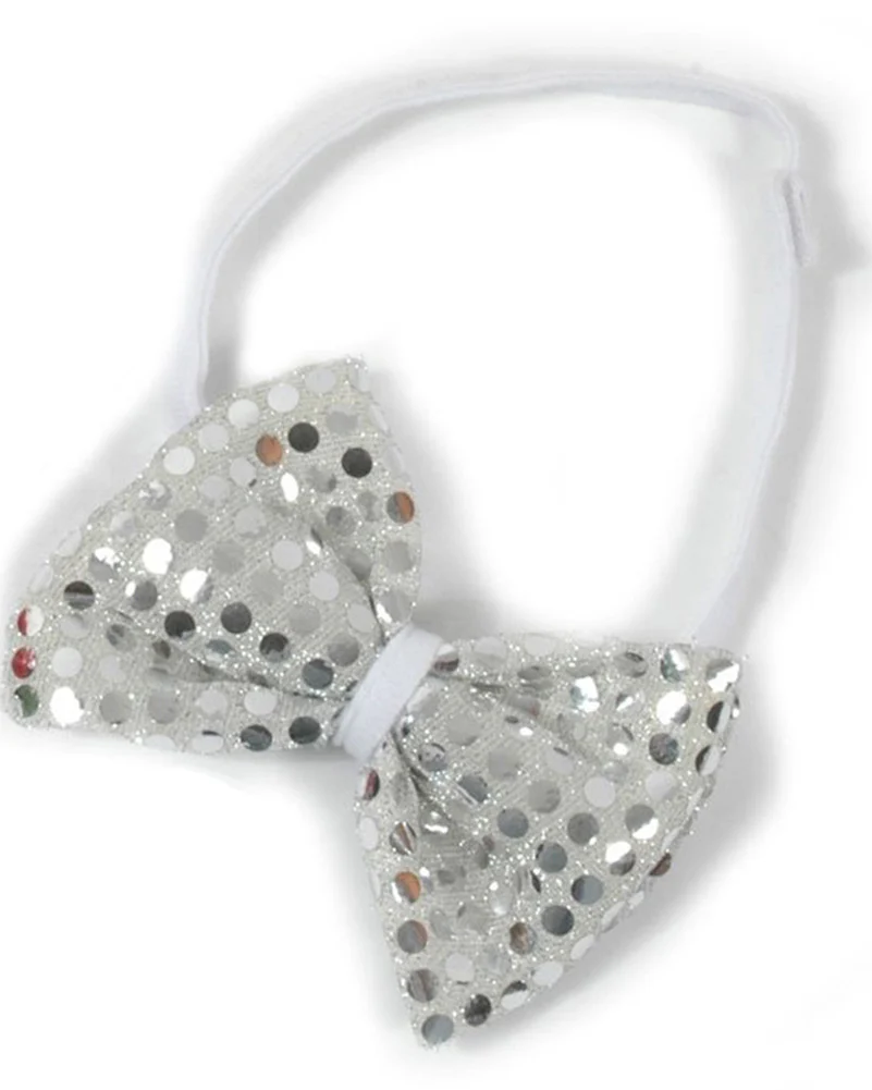 Snazzy Silver Sequin Bow Tie