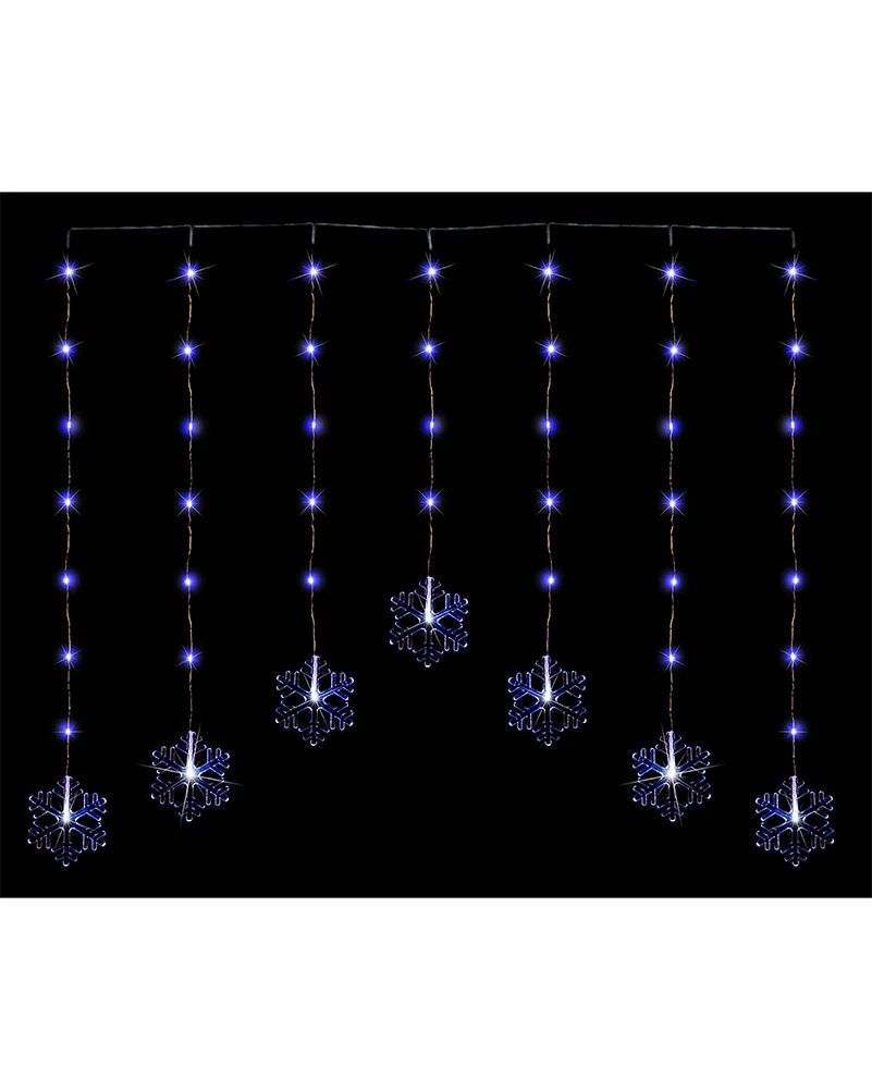 Snowflake Curtain White Christmas LED Pin Lights - Image 3