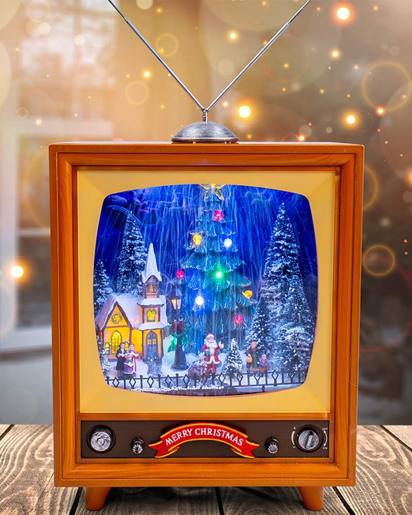 Snowing Musical Christmas LED Retro Television 47cm - Image 2