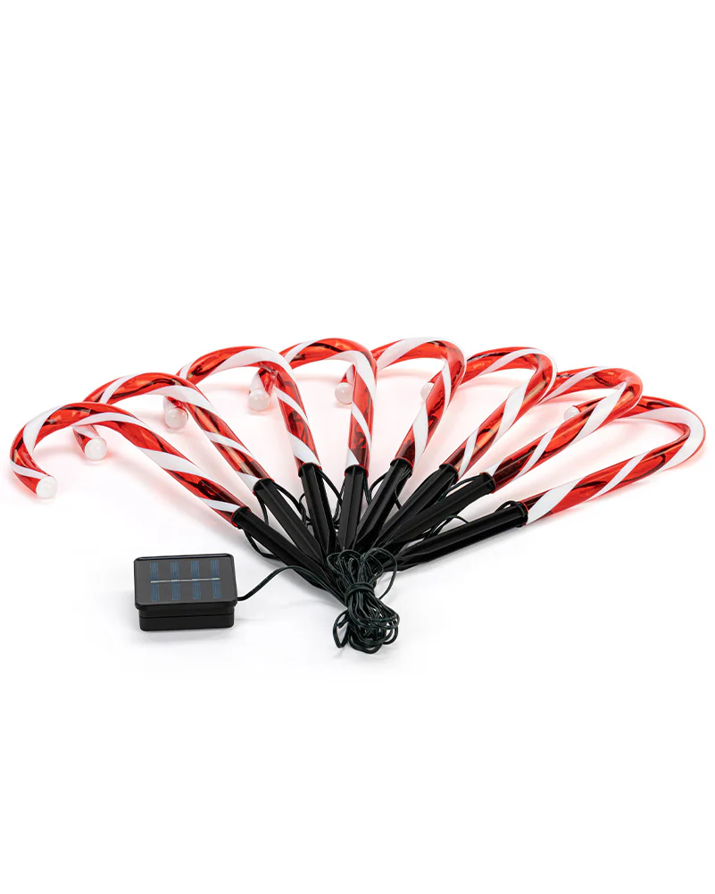 Solar Mini Candy Cane Path Christmas Lights 32cm Pack of 8 - Image 2