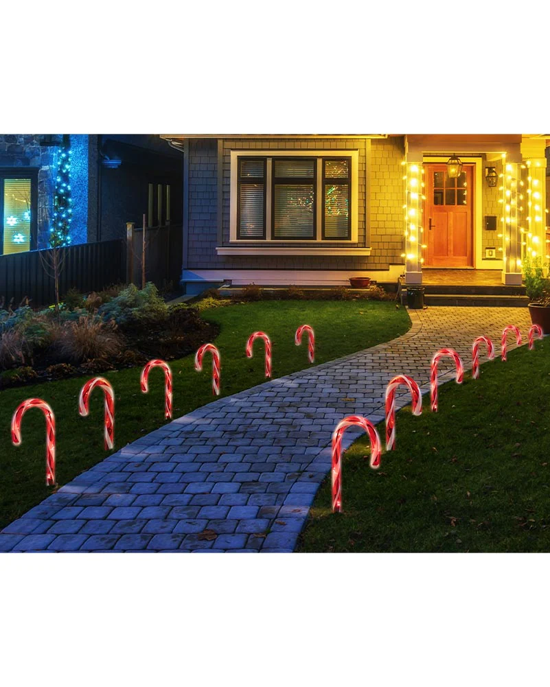 Solar Mini Candy Cane Path Christmas Lights 32cm Pack of 8 - Image 3
