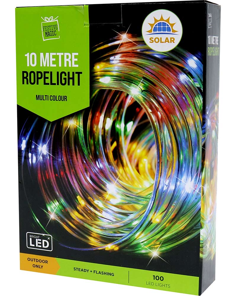 Solar Multi-Coloured Ropelight LED Lights 10m - Image 5