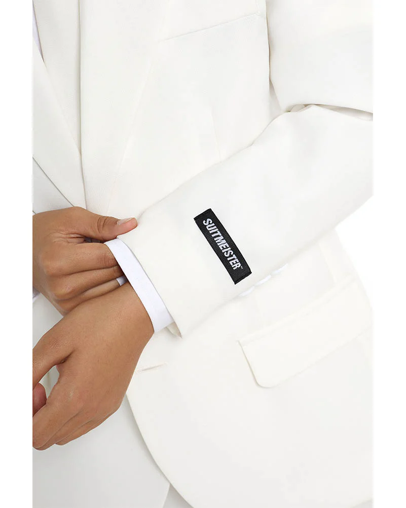 Solid White Kids Suitmeister - Image 4