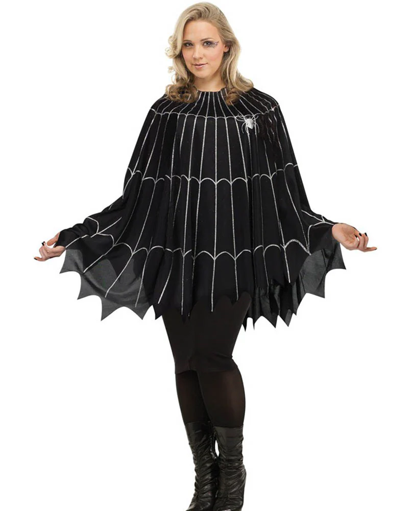 Spider Web Womens Plus Size Poncho