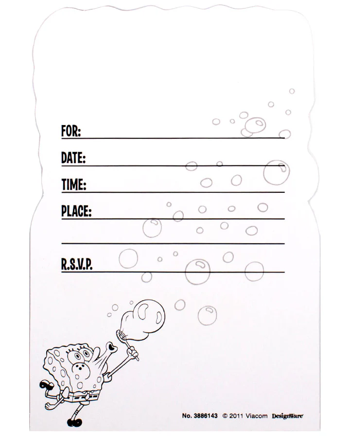 Spongebob Party Invitations Pack of 8