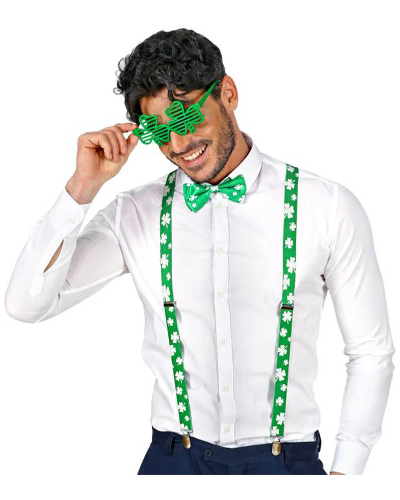 St Patricks Day Glasses Suspenders and Bow Tie Set - Image 2