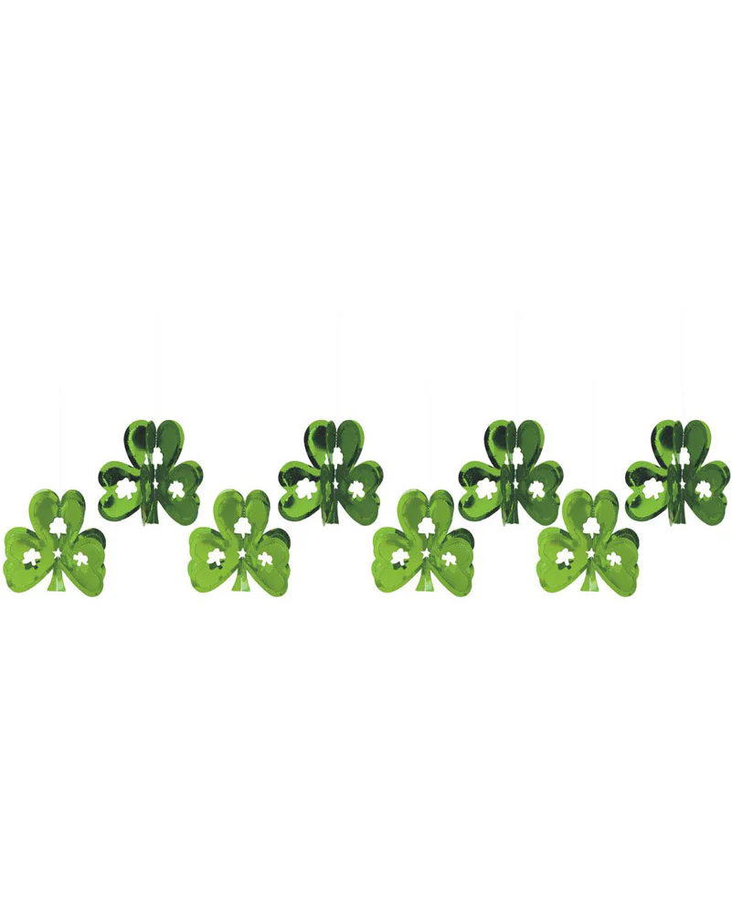 St Patricks Day Mini Shamrock Hanging Decorations Pack of 8