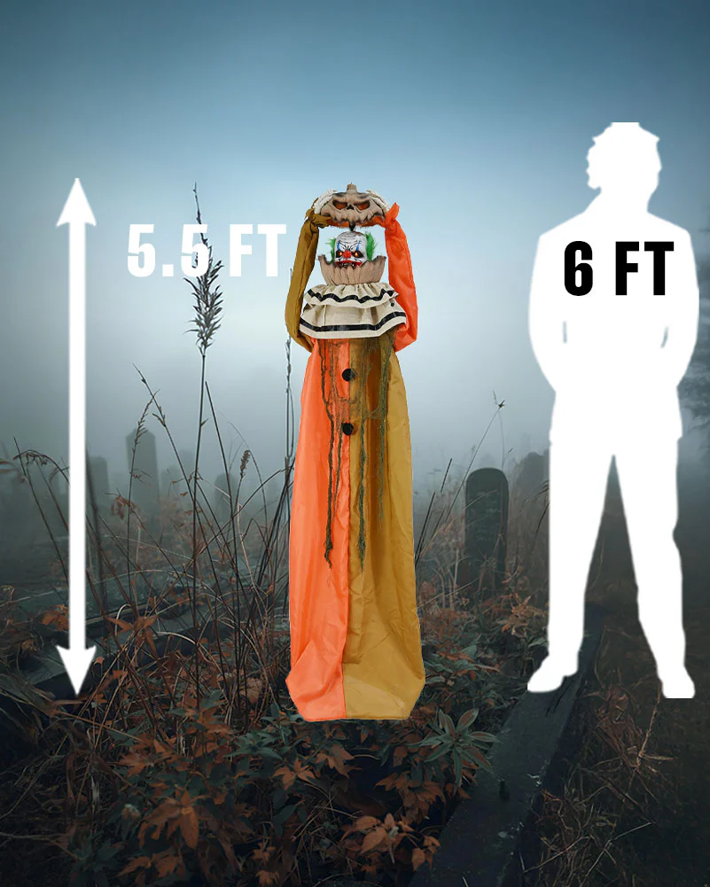 Standing Pumpkin Clown Animated Decoration 1.7m - Image 4