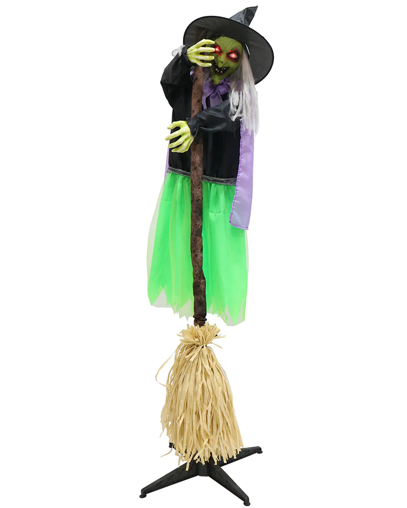 Standing Witch with Broom Animated Decoration 1.9m - Image 2