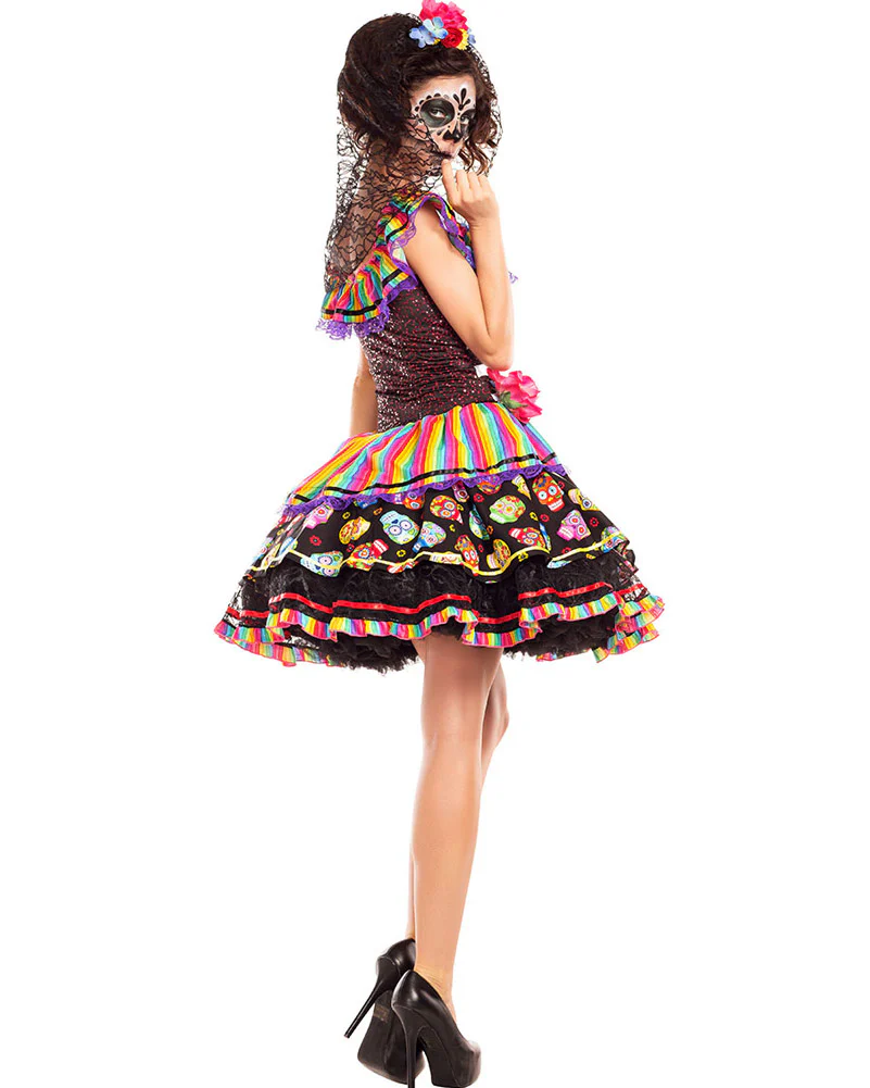 Sugar Skull Rainbow Senorita Womens Costume - Image 2