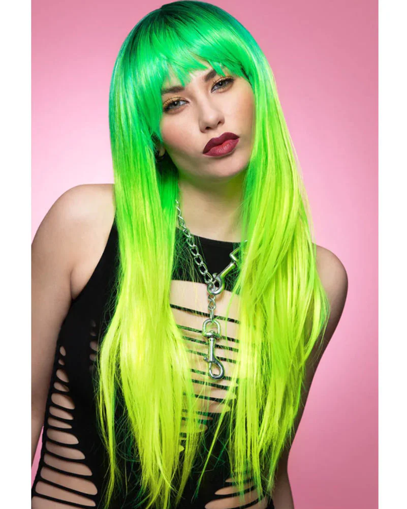 Sunshine Super Lizard Downtown Diva Long Green Wig - Image 2