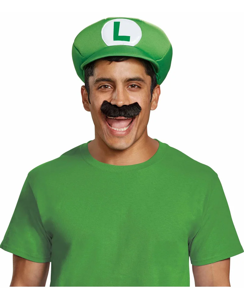 Super Mario Brothers Luigi Adult Hat and Moustache Set