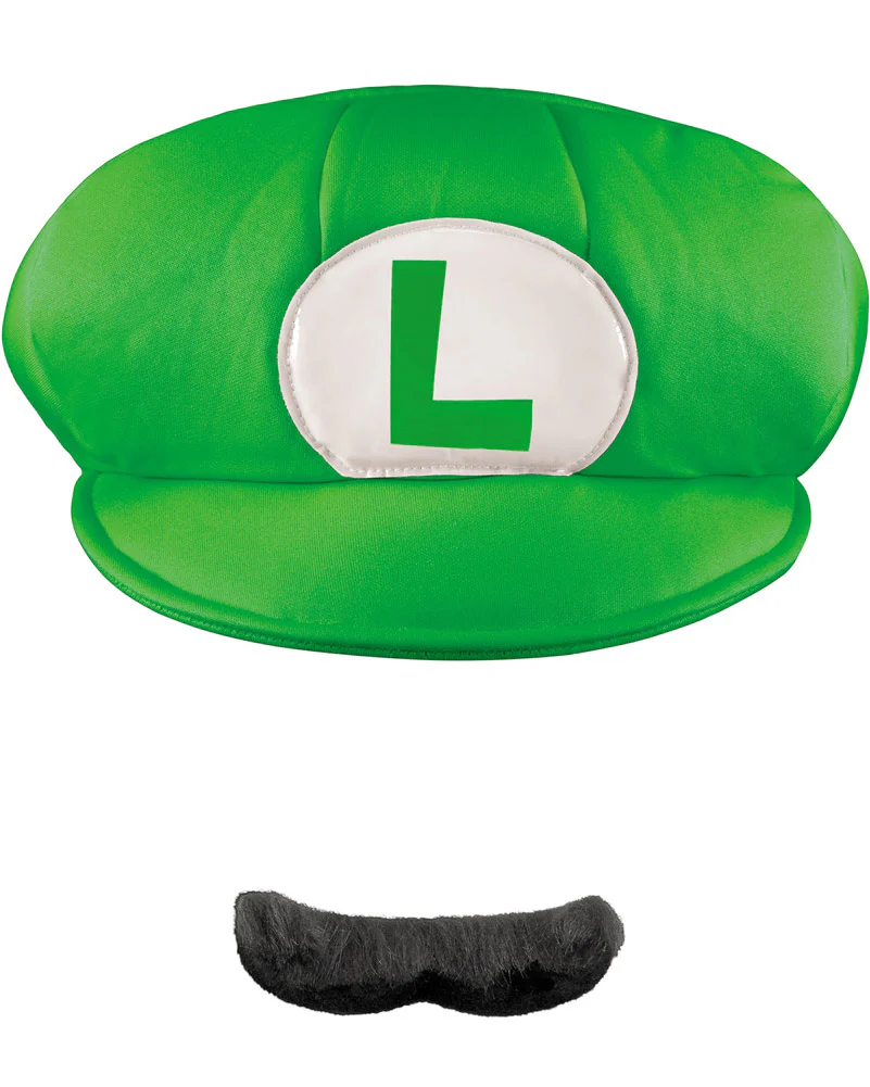 Super Mario Brothers Luigi Adult Hat and Moustache Set - Image 2