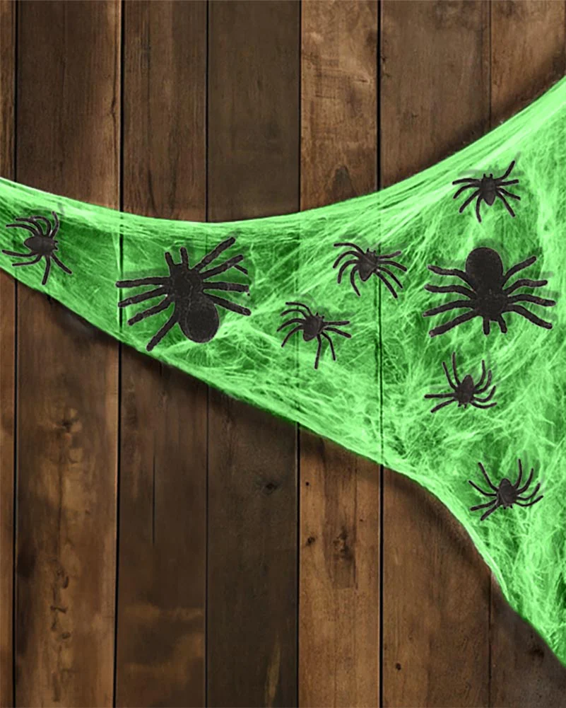 Super Stretch Green Glow in the Dark Web 50g with Bonus Spiders - Image 4