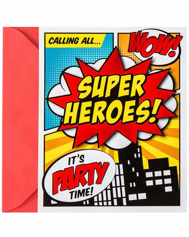 Superhero Large Invitations Pack of 8 - Image 4