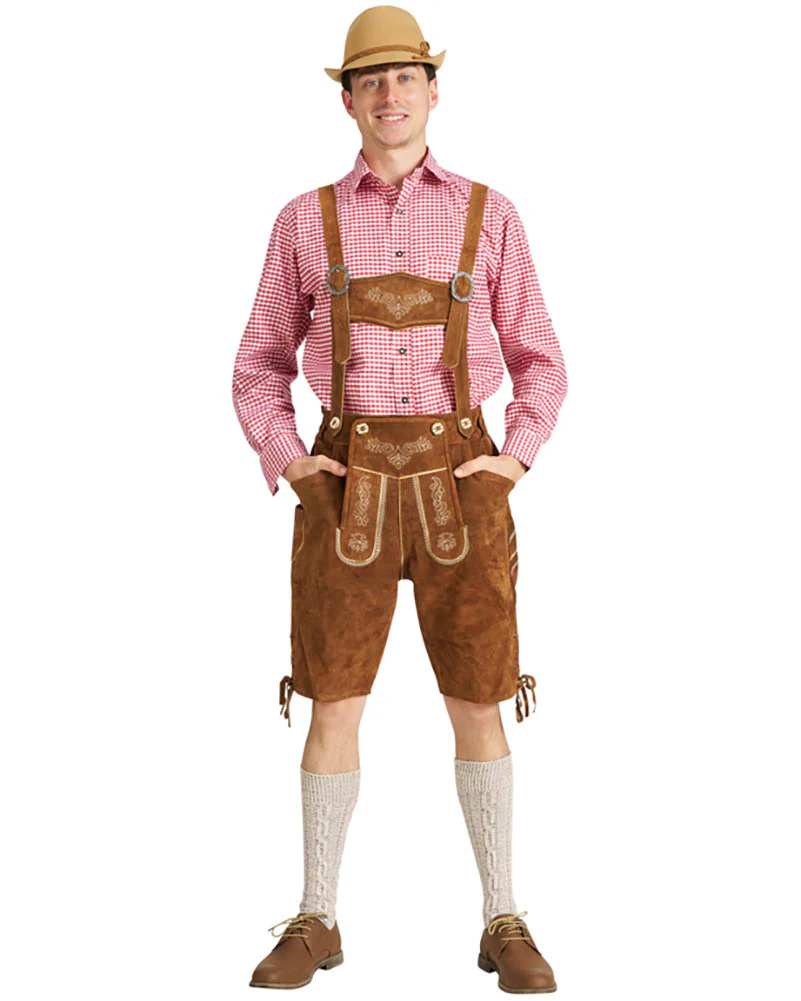 Sven Authentic Oktoberfest Leather Lederhosen Mens Costume - Image 3