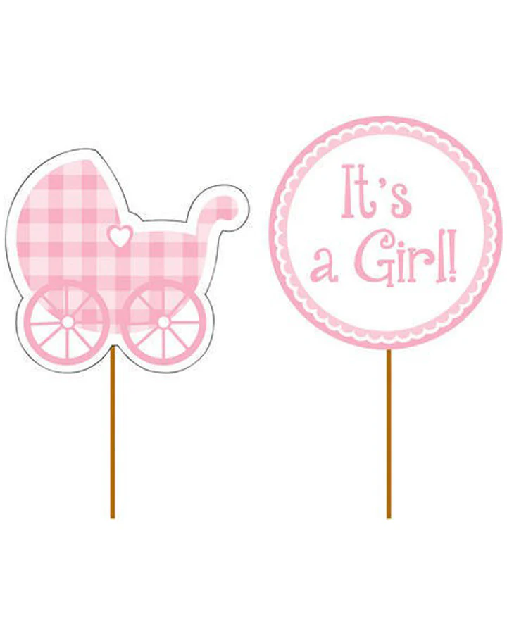 Sweet Baby Feet Pink Cupcake Picks Pack of 12