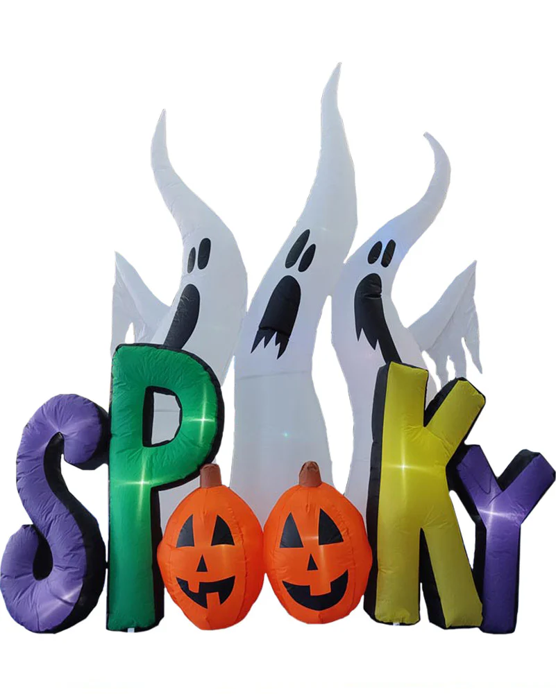 Tall Coloured Spooky with Ghosts Lawn Inflatable 2.4m - Image 2