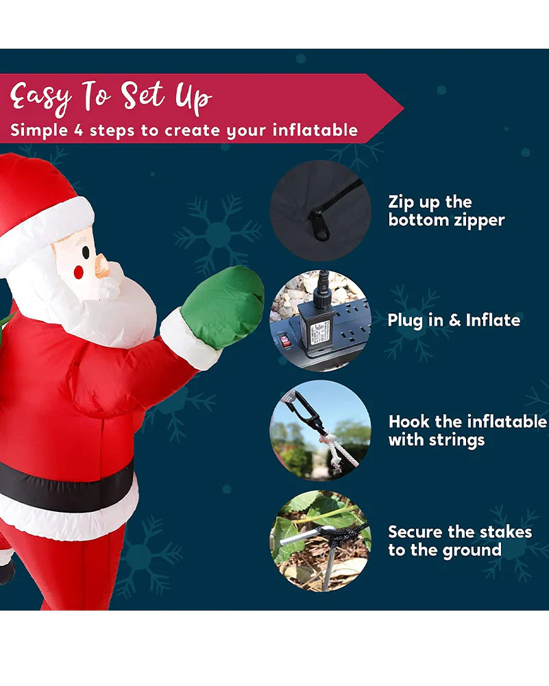 Tall Hanging Santa Christmas Inflatable 1.5m - Image 4