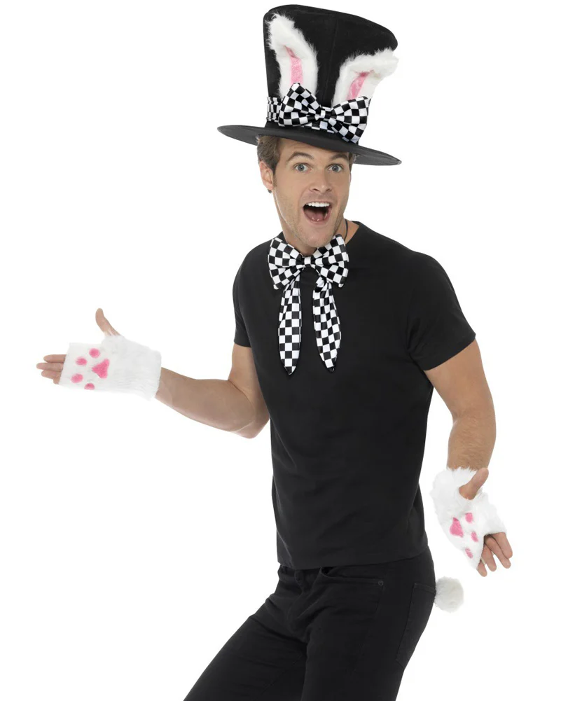 Tea Party March Hare Hat Gloves Tail and Bow Tie Kit - Image 2