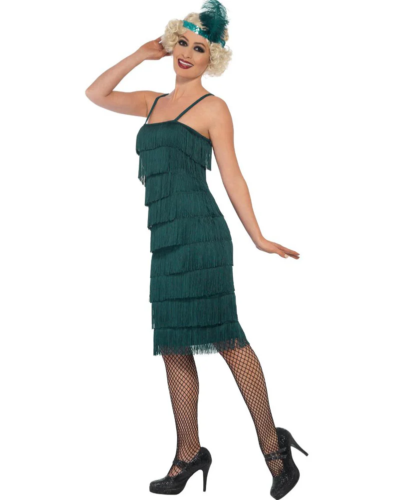 20s Teal Flapper Womens Costume - Image 3
