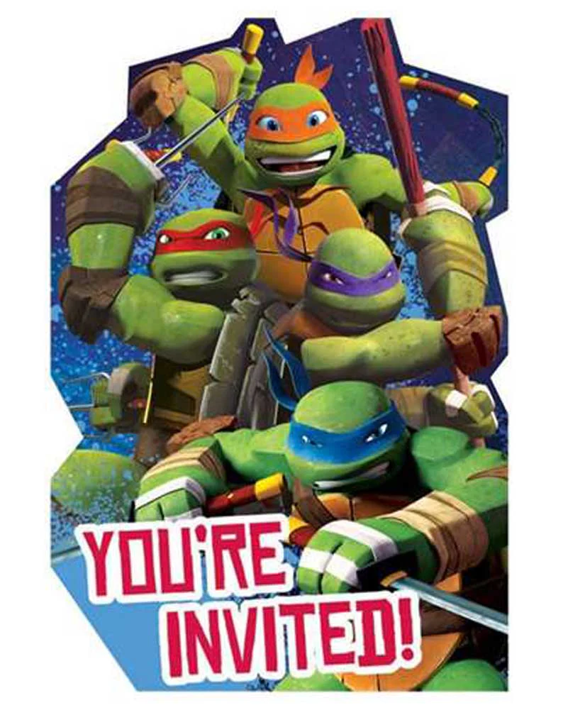 Teenage Mutant Ninja Turtles Postcard Invites Pack of 8 - Image 2