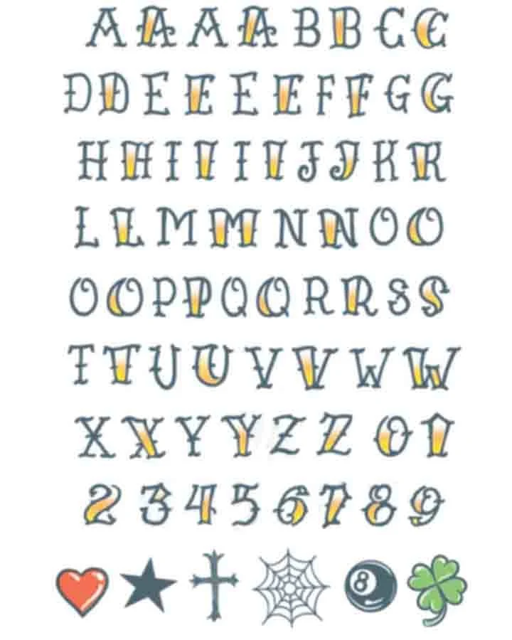 Temporary Tattoos Alphabet Knuckle
