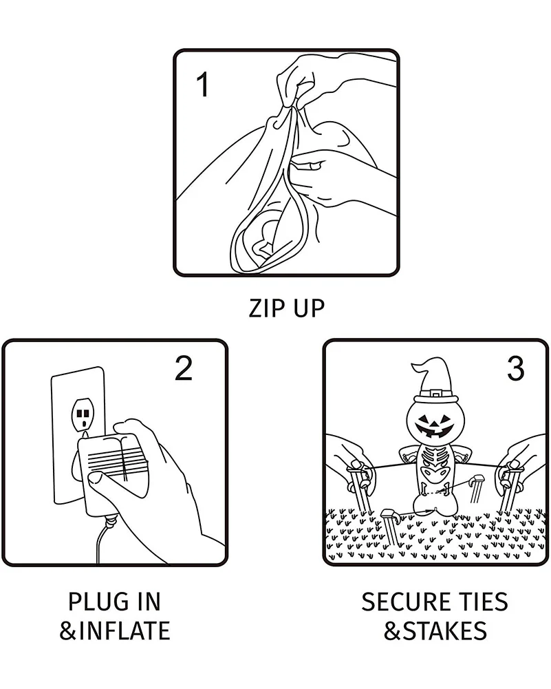 Three Characters on Pumpkin Lawn Inflatable 1.5m - Image 3