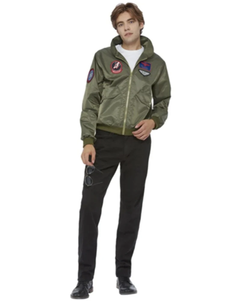 Top Gun Green Mens Bomber Jacket - Image 2