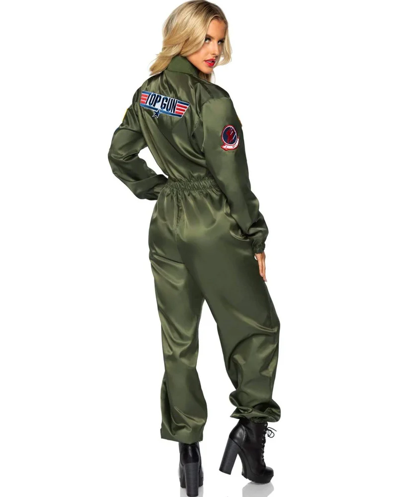 Top Gun Parachute Flight Suit Deluxe Womens Costume - Image 2