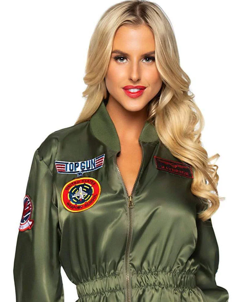 Top Gun Parachute Flight Suit Deluxe Womens Costume - Image 4