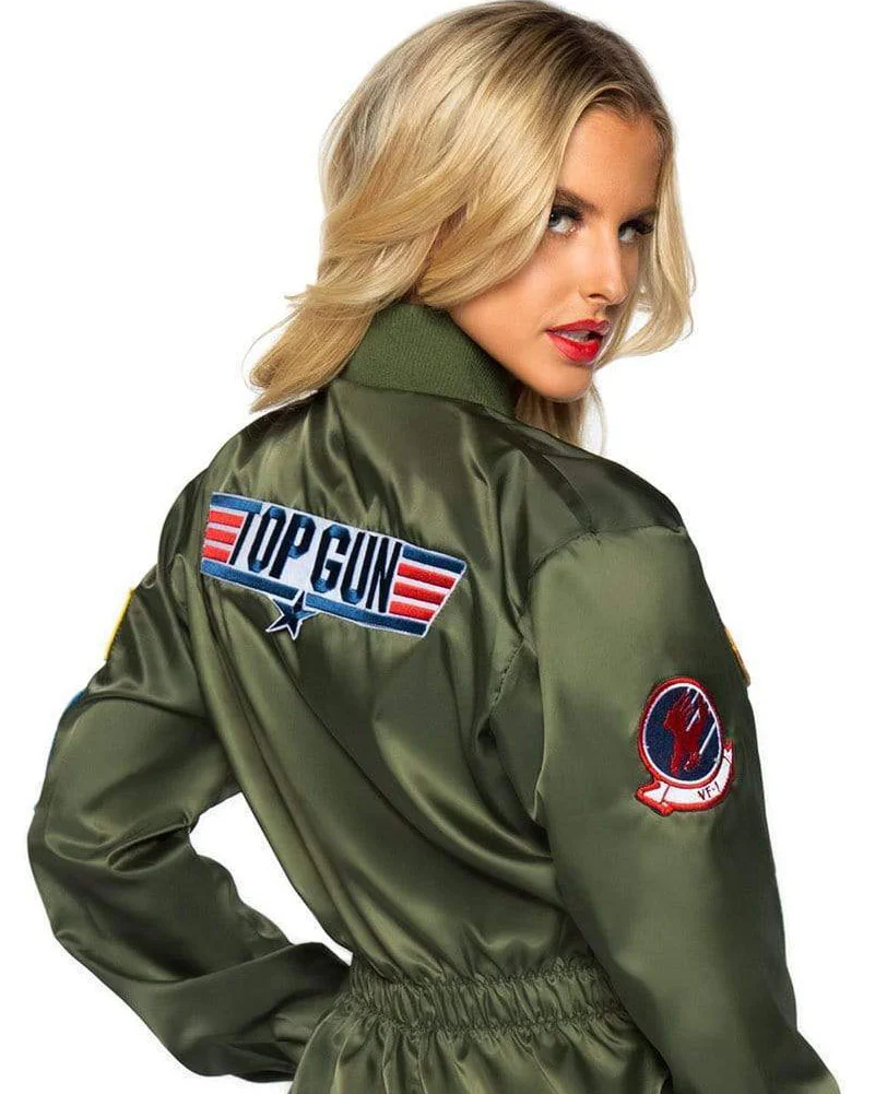 Top Gun Parachute Flight Suit Deluxe Womens Costume - Image 5