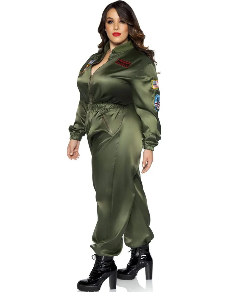 Top Gun Parachute Flight Suit Womens Plus Size Costume - Image 5