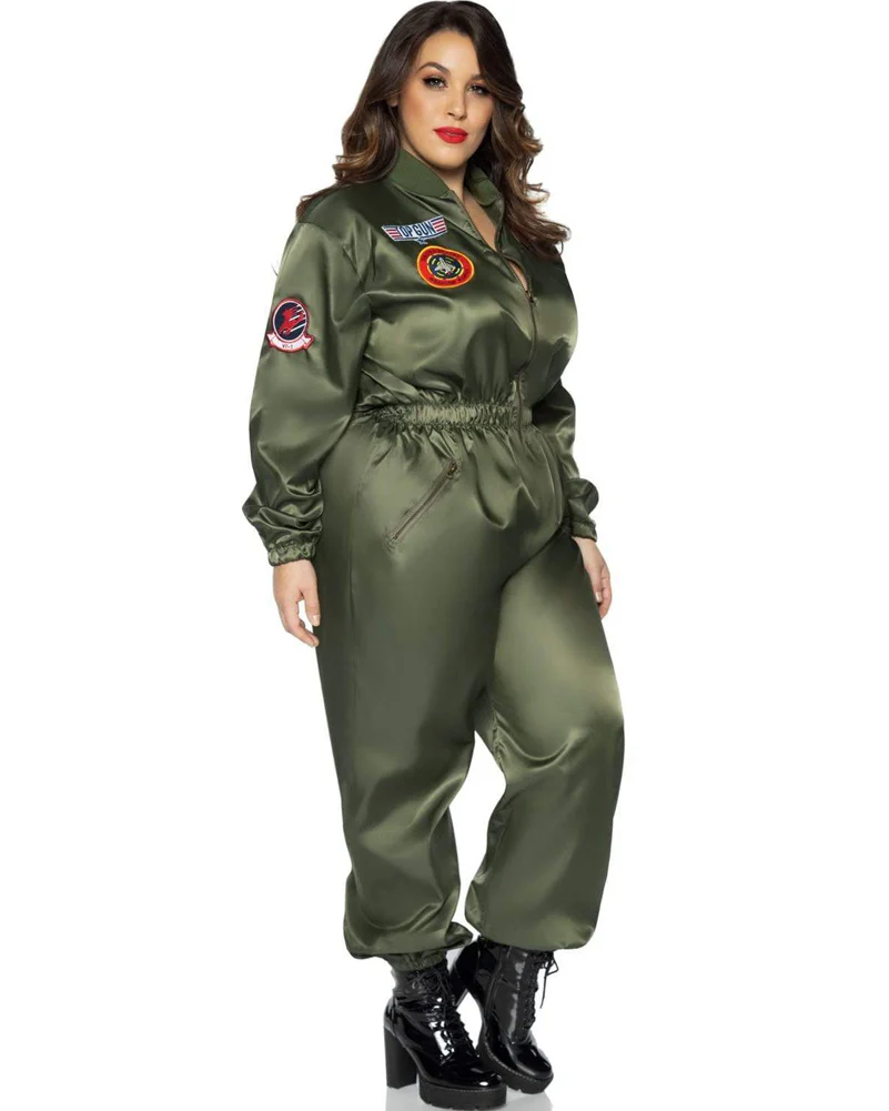 Top Gun Parachute Flight Suit Womens Plus Size Costume - Image 6
