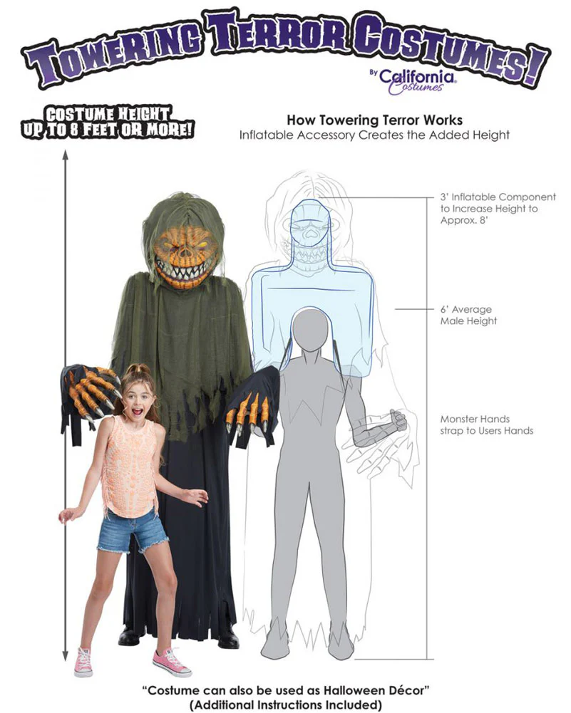 Towering Terror Pumpkin Adult Costume or Hanging Prop 6m - Image 2