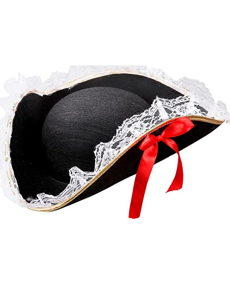Tricorn Hat with Lace Trim - Image 2