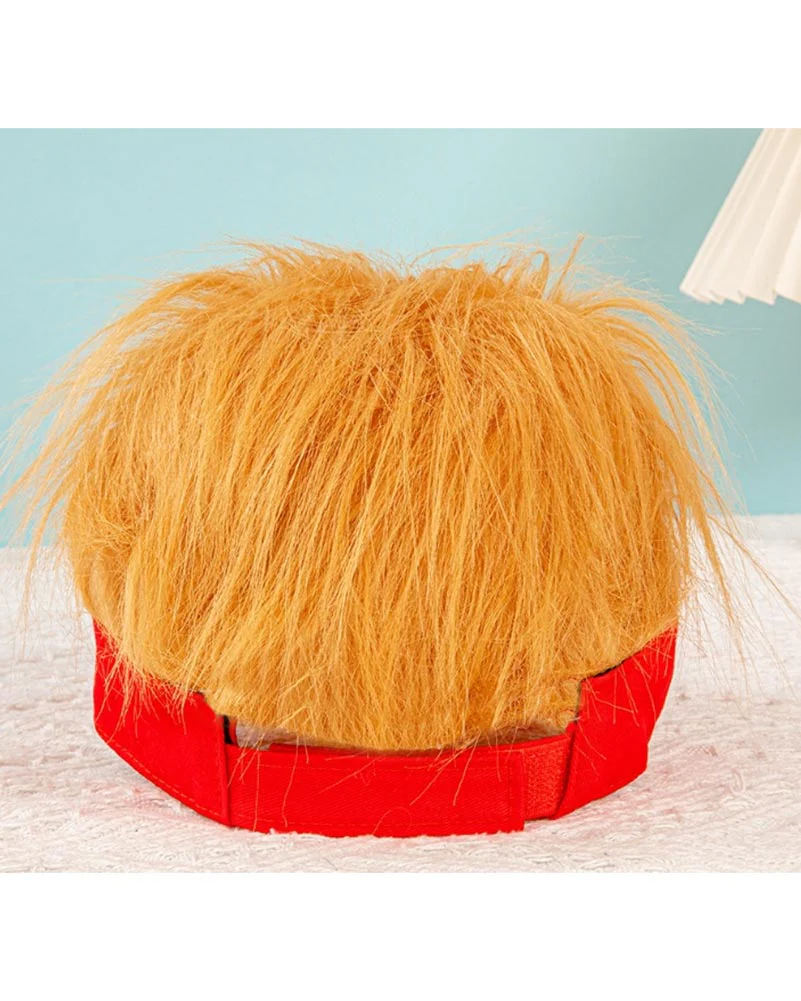 Trump Red Visor Hat with Orange Hair - Image 2