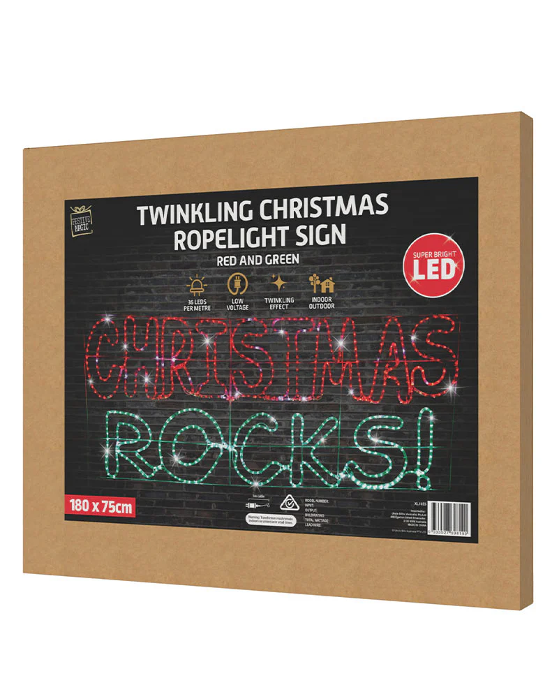 Twinkle Ropelight LED Christmas Rocks Sign - Image 4