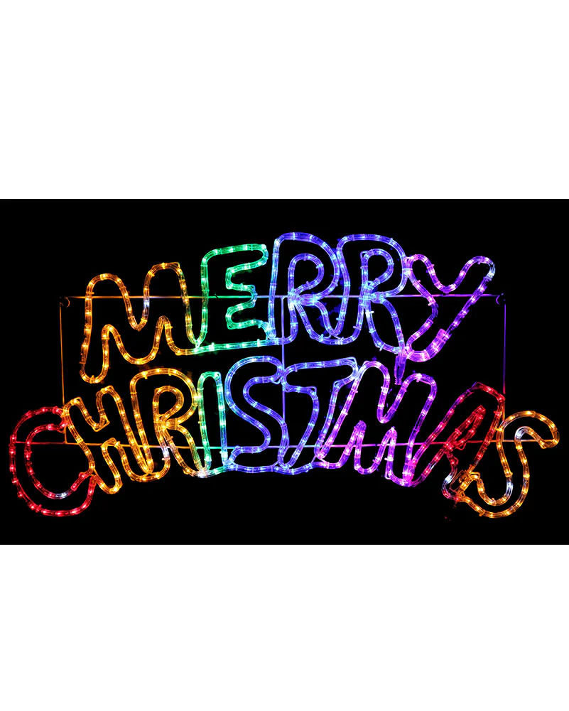 Twinkle Ropelight LED Rainbow Merry Christmas Sign - Image 2