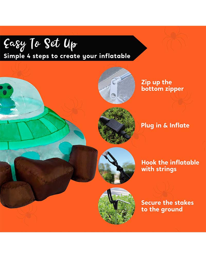 UFO with Alien LED Lawn Inflatable 1.5m - Image 3