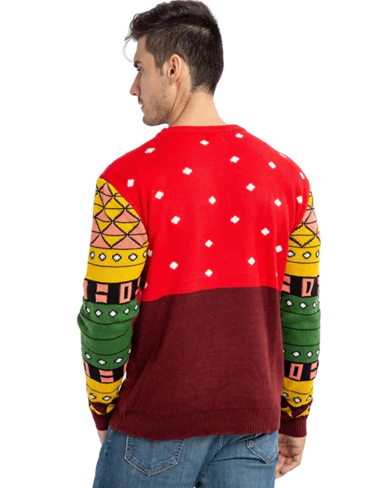 Ugly Christmas Santa with Light Bulbs Mens Sweater - Image 5