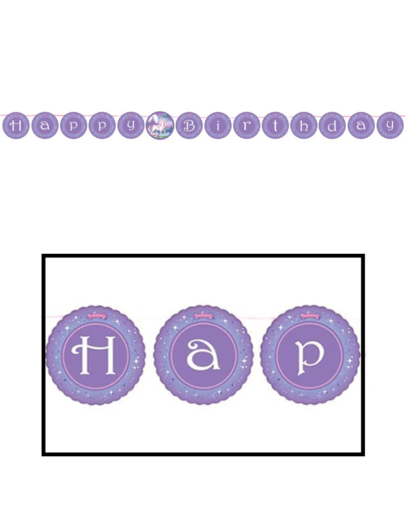 Unicorn Fantasy Happy Birthday Banner
