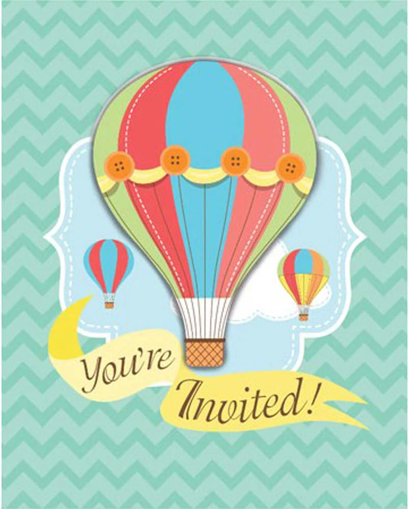 Up Up and Away Invitations Pack of 8