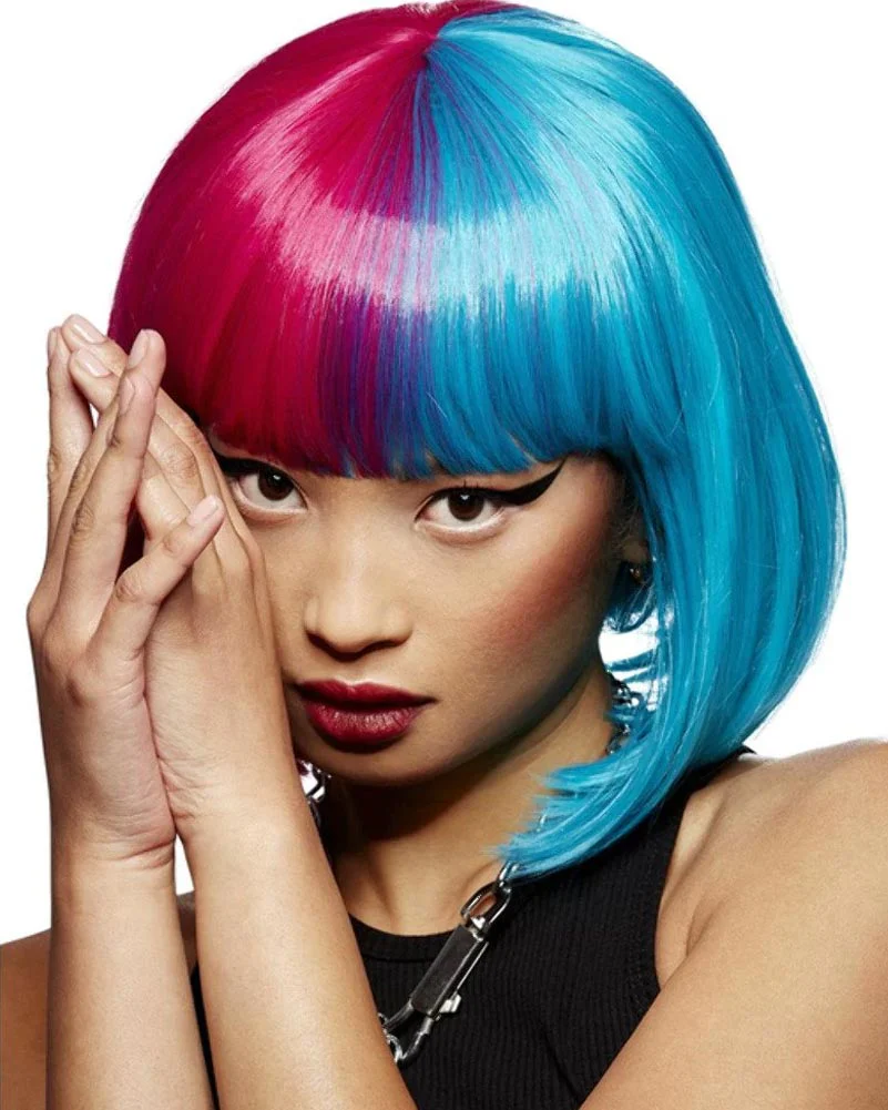 Valentine Pink and Blue Bob Wig - Image 2