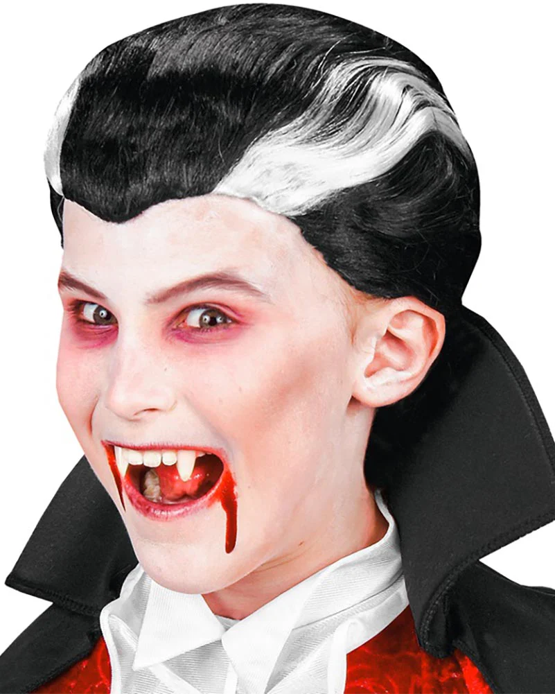 Vampire Black and White Kids Wig - Image 2