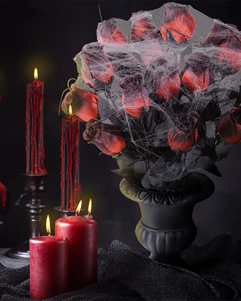 Vase with Red Roses and Spiderweb - Image 2