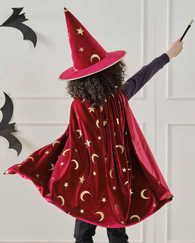 Velvet Burgundy Magician Cape - Image 3