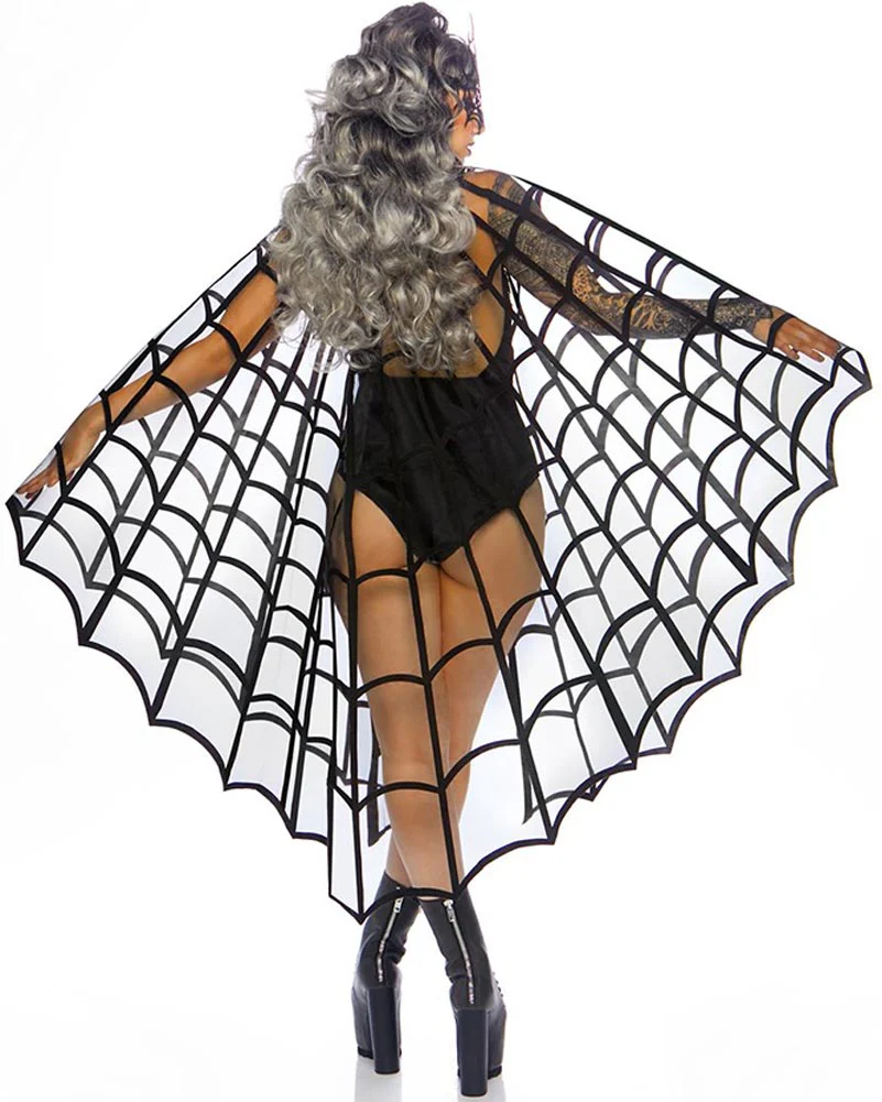 Velvet Flocked Web Cape With Satin Tie - Image 2