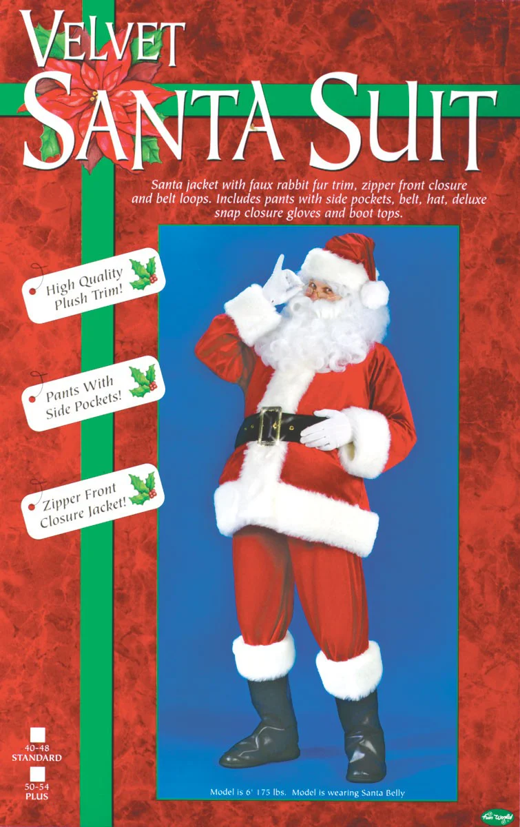 Velvet Santa Suit Mens Christmas Costume - Image 2